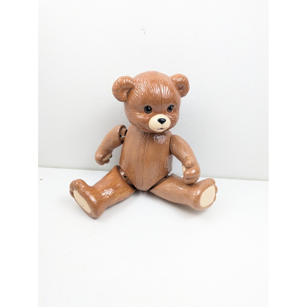 Vintage Porcelain Jointed Teddy Bear 13" Fully Poseable w/ Corduroy Outfit